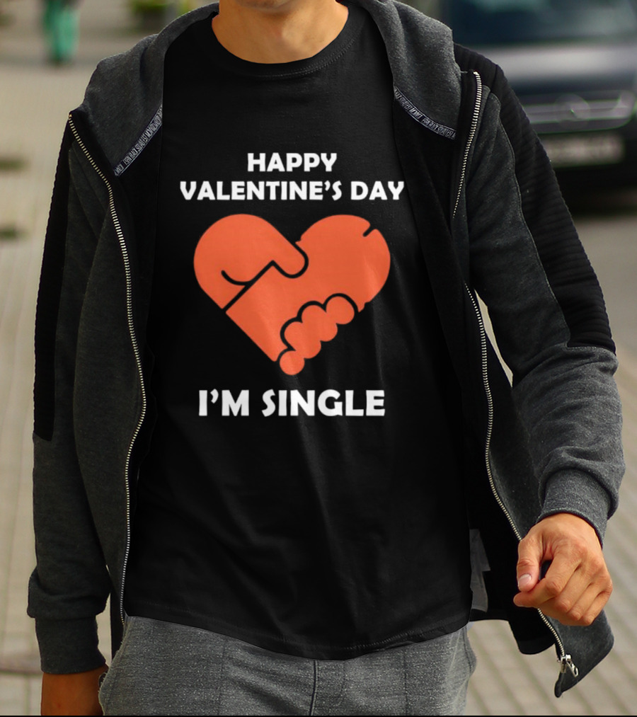 Happy Valentine's Day I'm Single Heart Puzzle T-Shirt