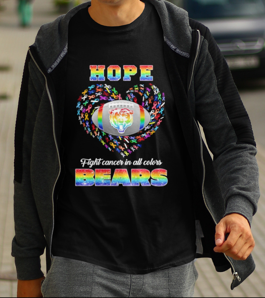 Hope Fight Cancer In All Colors Bears Rainbow Football Pride T-Shirt