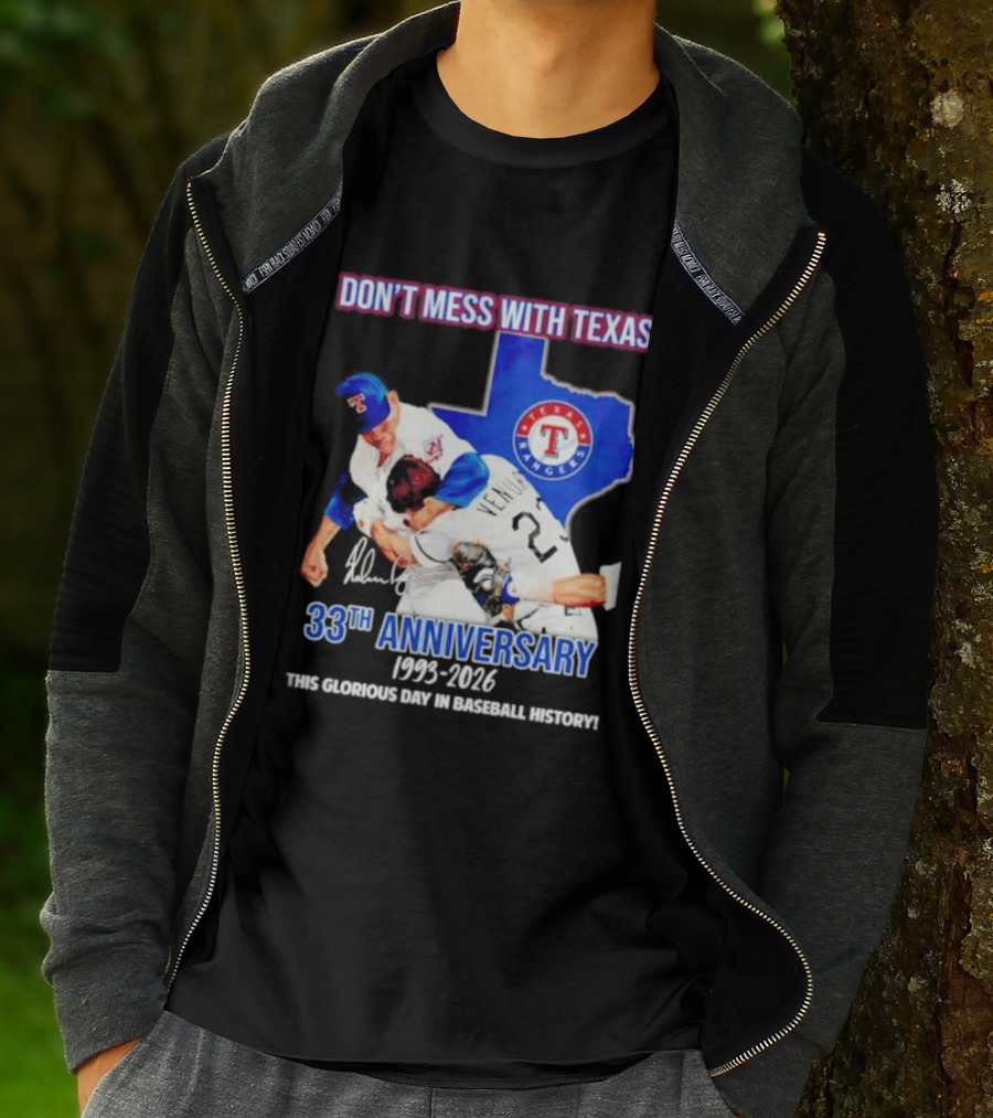 Nolan Ryan Robin Ventura Texas Rangers 33rd Anniversary 1993 2026 Baseball History T-Shirt