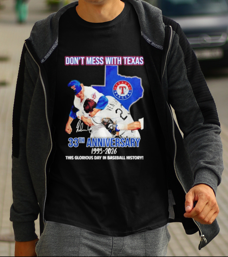 Nolan Ryan Robin Ventura Texas Rangers 33rd Anniversary 1993 2026 Baseball History T-Shirt