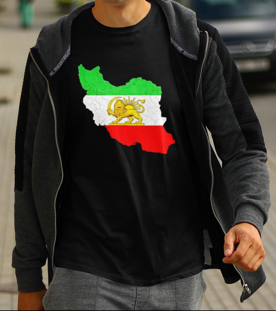 Iran Map With Lion And Sun Persian Heritage T-Shirt