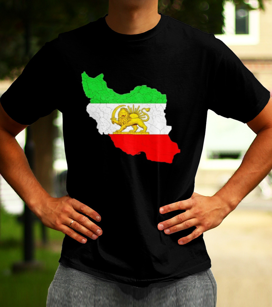 Iran Map With Lion And Sun Persian Heritage T-Shirt