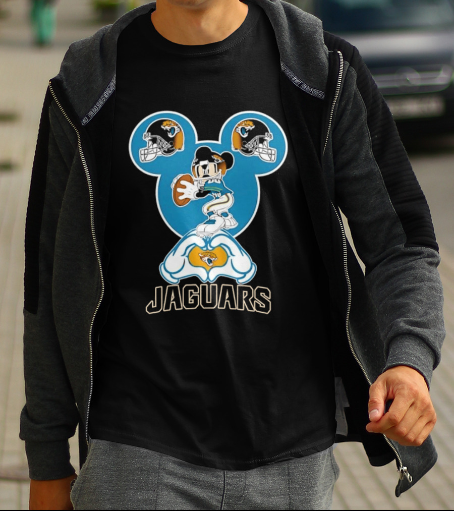 Mickey Mouse Jacksonville Jaguars Football Love Hands T-Shirt