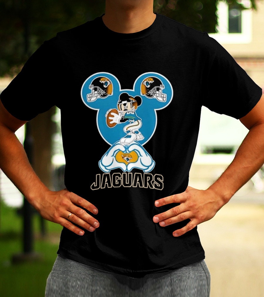 Mickey Mouse Jacksonville Jaguars Football Love Hands T-Shirt