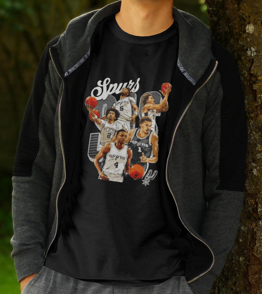 San Antonio Spurs 2026 Starting Five Team Players With Basketballs T-Shirt