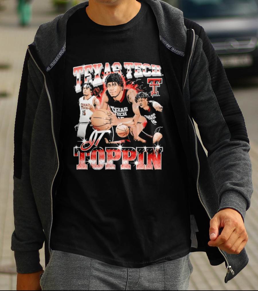 Texas Tech Basketball JT Toppin Red Raiders Collage T-Shirt