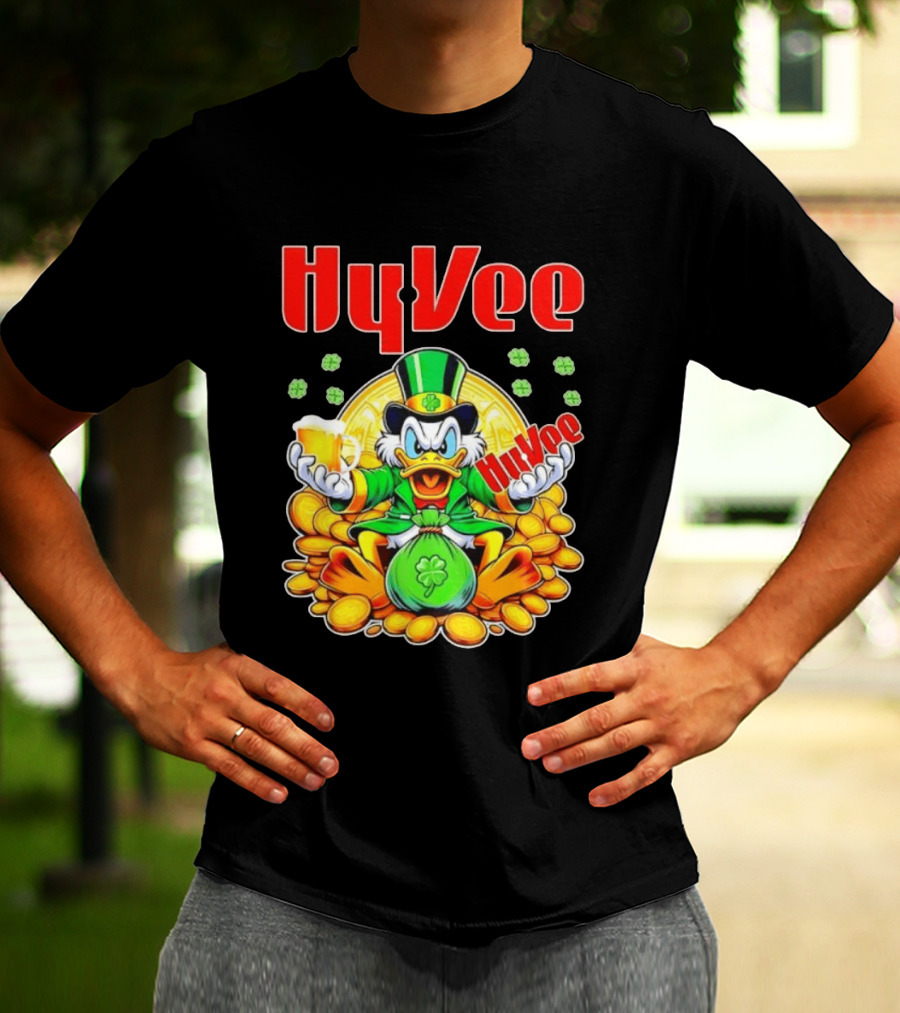 HyVee Scrooge McDuck St Patrick's Day Celebration With Gold Coins And Clover T-Shirt