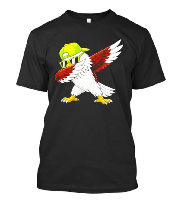 Sea Hawk Dabbing Bird In Neon Cap Football Fan Fun T-Shirt