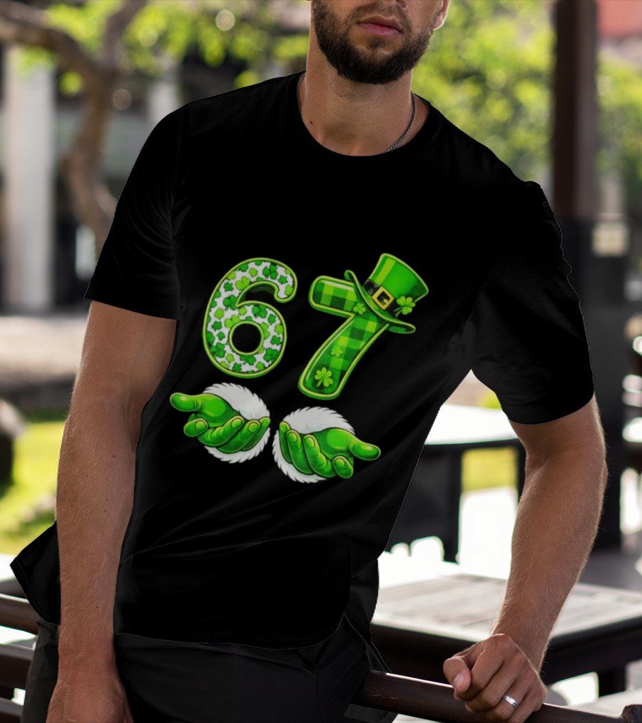St Patricks Day 67 Shamrock Irish Clover Meme Green Hat Luck T-Shirt