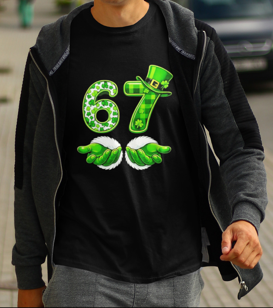 St Patricks Day 67 Shamrock Irish Clover Meme Green Hat Luck T-Shirt