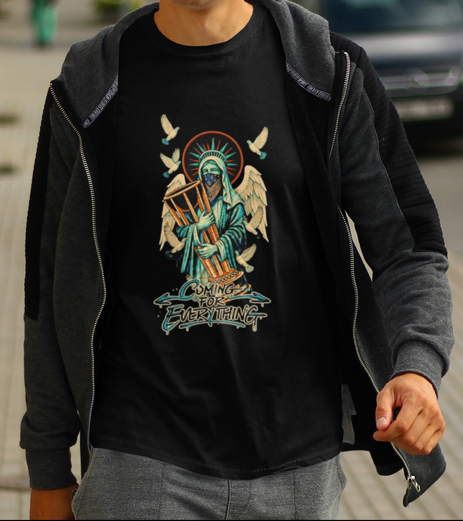 Statue Of Liberty Cuming For Everything With Wings And Doves T-Shirt