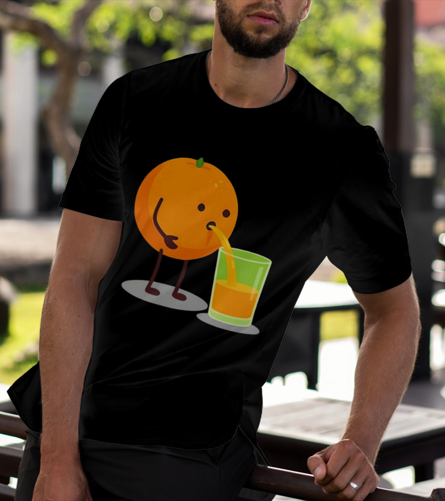 Orange Juice Squeezed Fun Cartoon T-Shirt