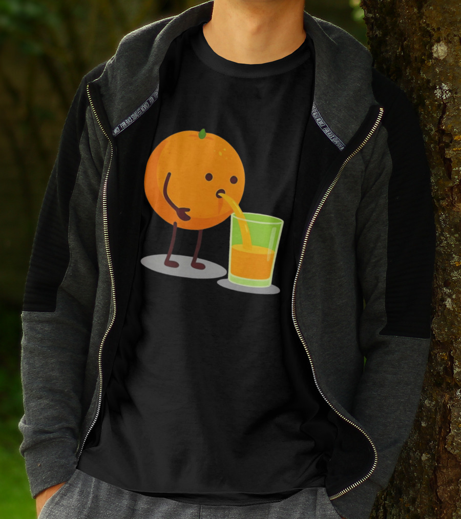 Orange Juice Squeezed Fun Cartoon T-Shirt