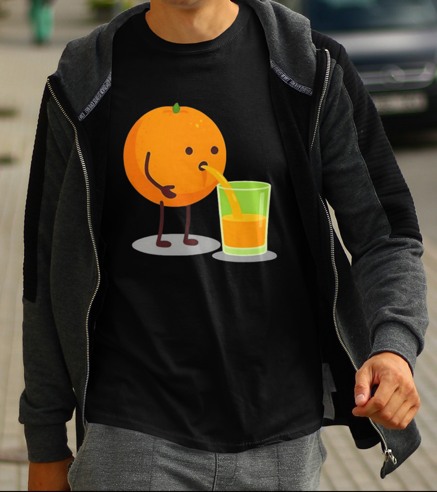 Orange Juice Squeezed Fun Cartoon T-Shirt