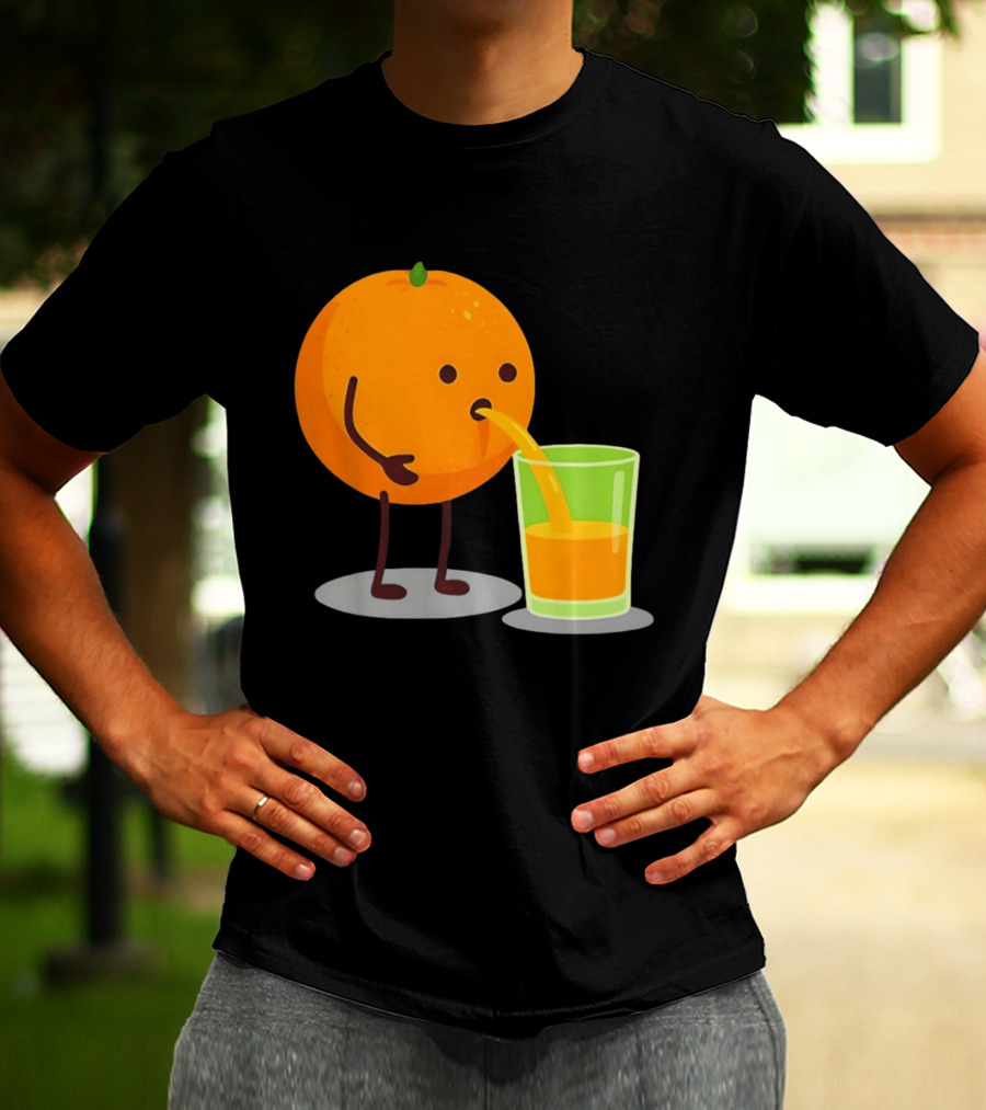 Orange Juice Squeezed Fun Cartoon T-Shirt