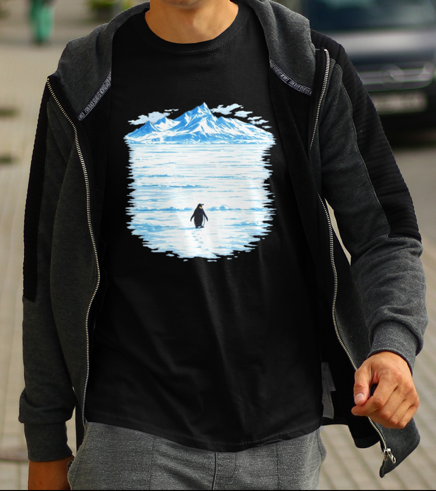 Penguin But Why Snowy Mountain Reflection T-Shirt