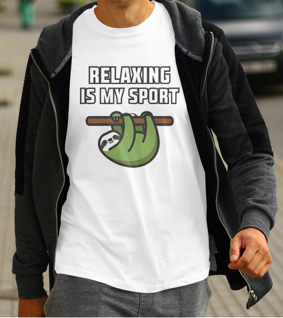 Relaxing Is My Sport Funny Sloth Hanging On Branch T-Shirt