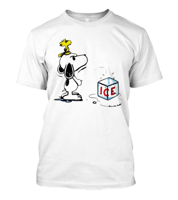 Snoopy Woodstock Piss On Ice Cube Block T-Shirt