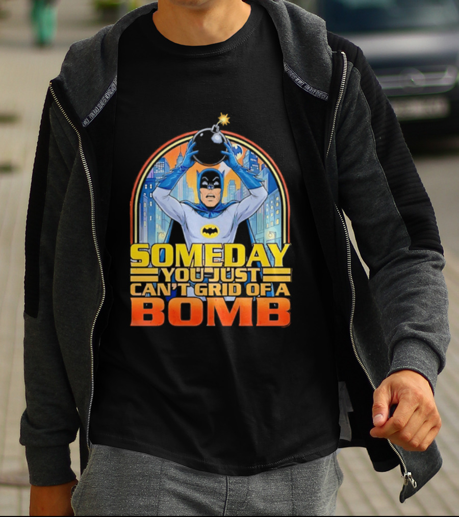 Someday You Just Can't Get Rid Of A Bomb Batman Retro Comic Urban Skyline T-Shirt