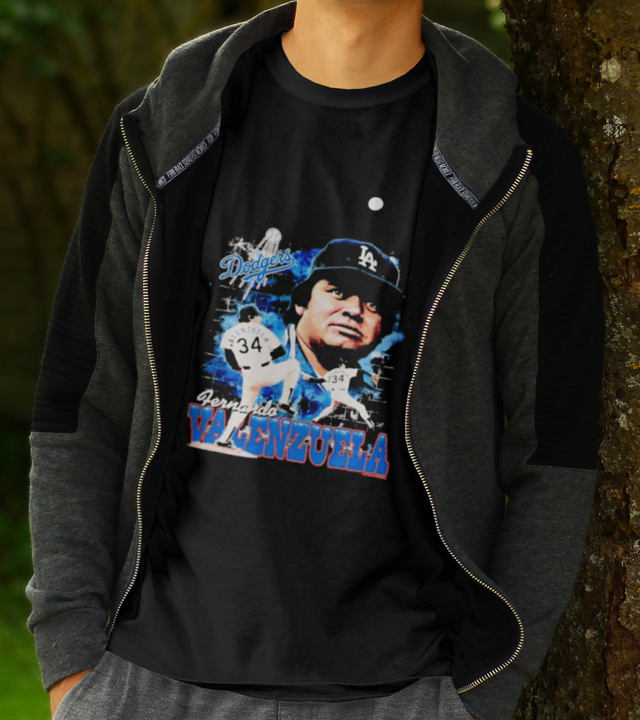 Los Angeles Dodgers Fernando Valenzuela Legendary Pitcher Icon Blue T-Shirt