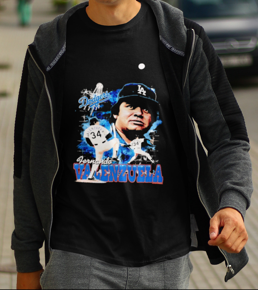 Los Angeles Dodgers Fernando Valenzuela Legendary Pitcher Icon Blue T-Shirt