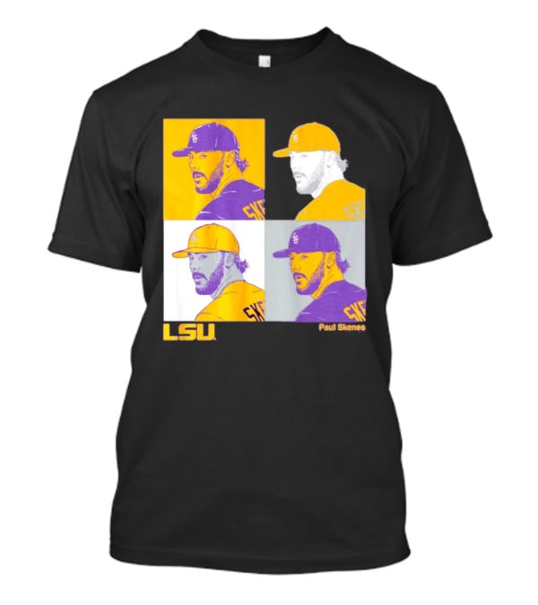 LSU Baseball Paul Skenes Colorful Collage Panels T-Shirt