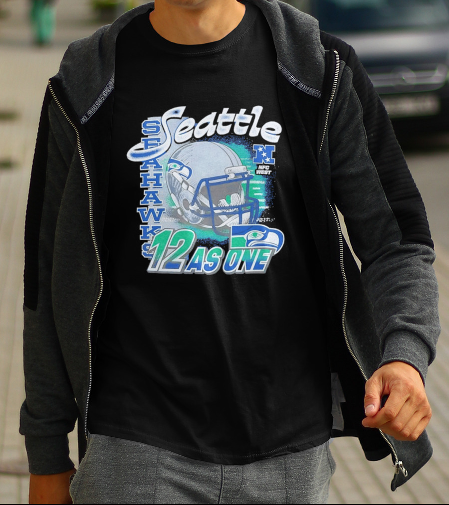 Seattle Seahawks 12 As One NFC West Football Helmet T-Shirt
