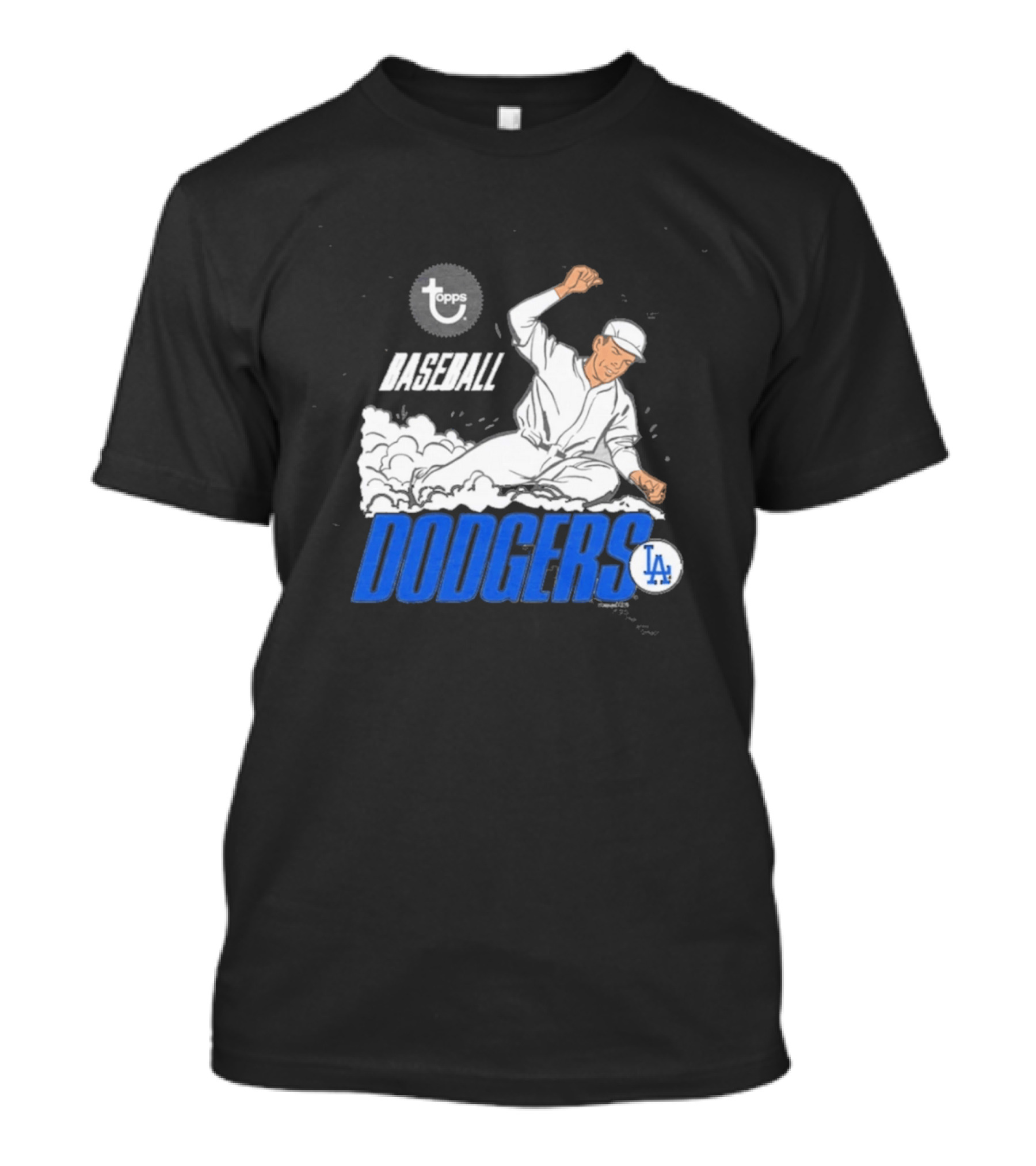 Dodgers LA Baseball Cartoon Topps MLB Raglan T-Shirt