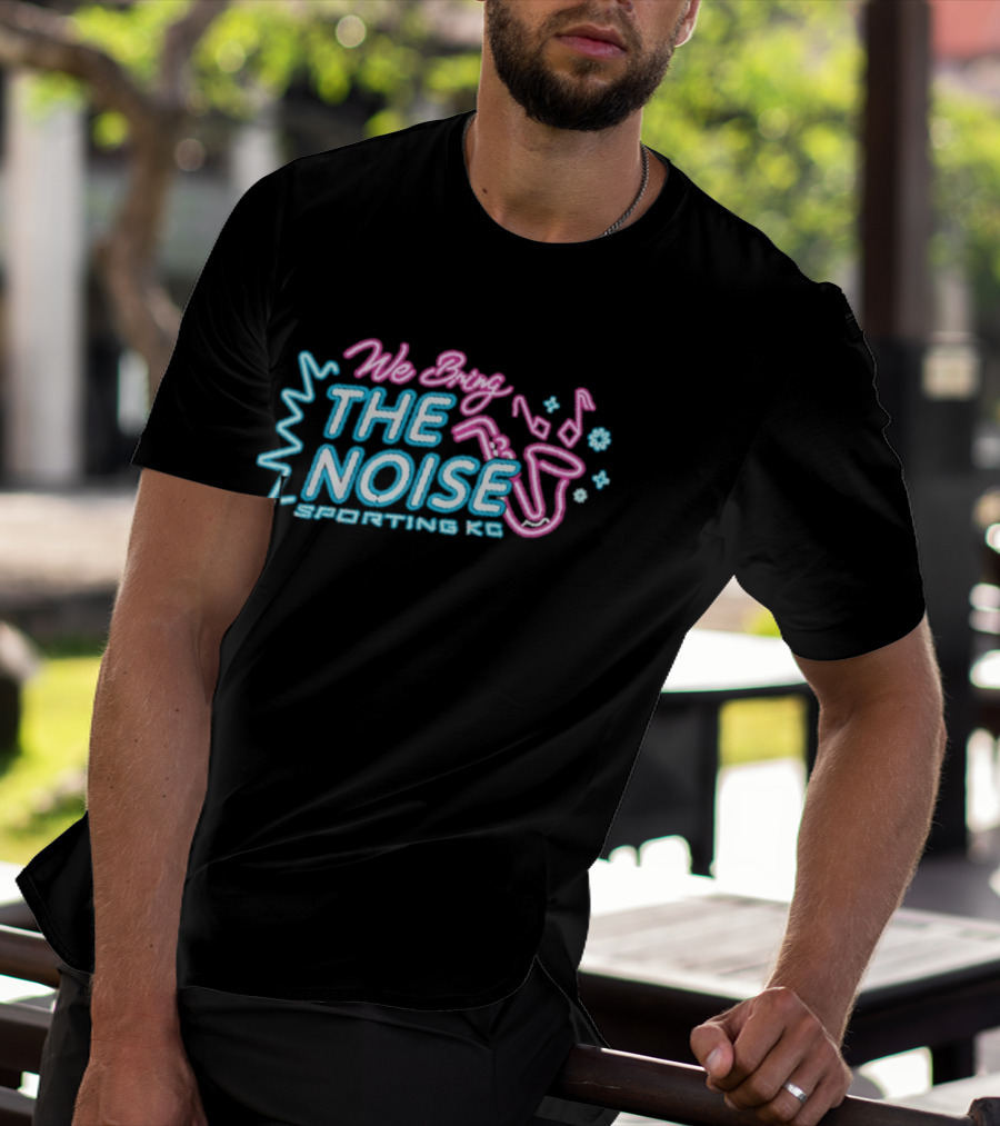 We Bring The Noise Sporting KC Blue Pink Saxophone T-Shirt