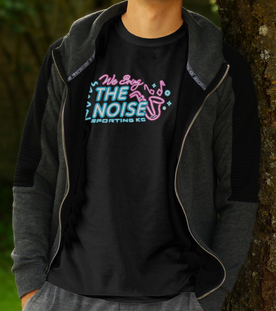 We Bring The Noise Sporting KC Blue Pink Saxophone T-Shirt