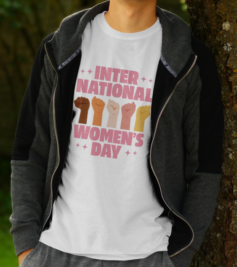 International Women's Day Raised Fists Empowerment Unity Celebration T-Shirt