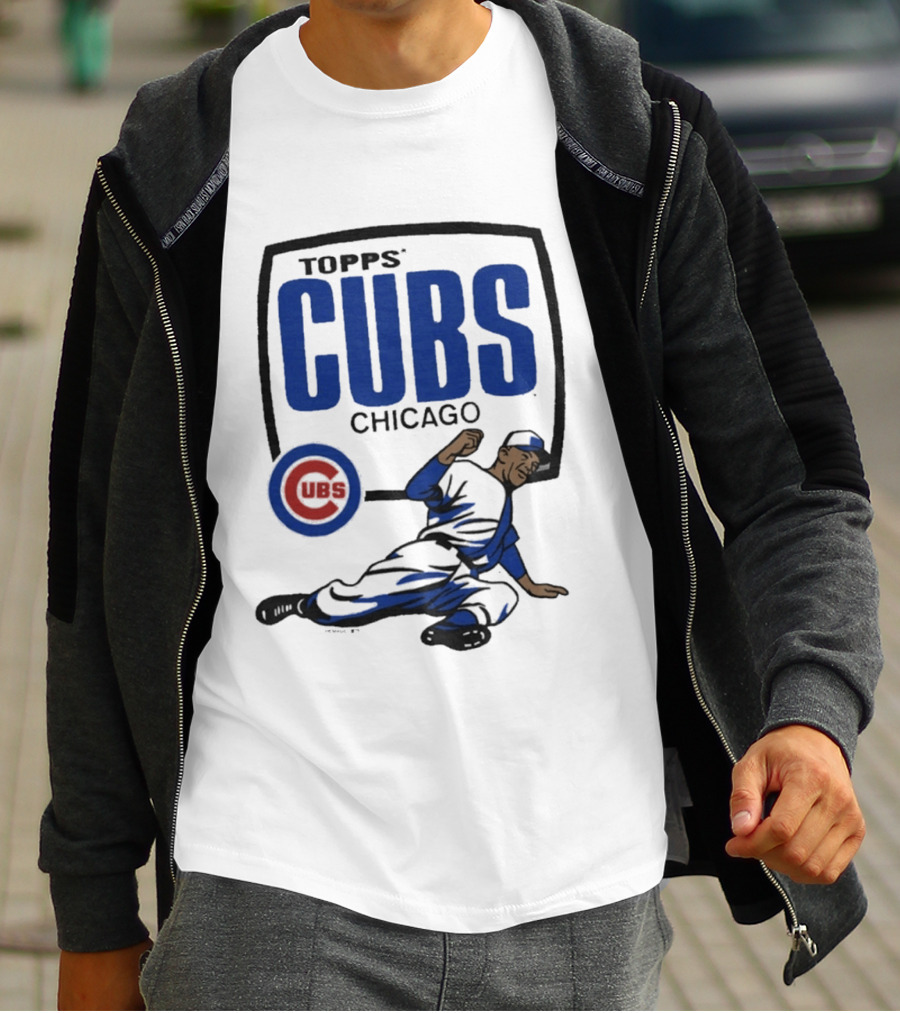 Topps CUBS Chicago Vintage Baseball Player MLB Collab T-Shirt