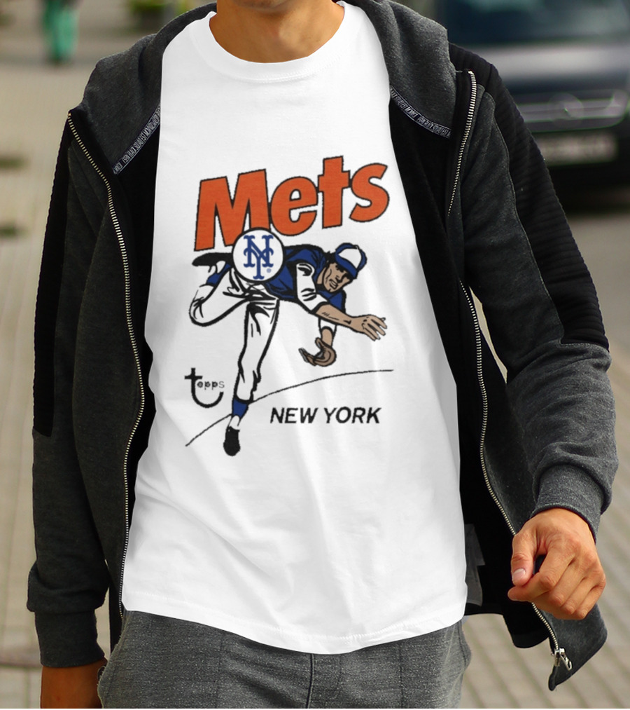 MLB Topps New York Mets Cartoon Raglan T-Shirt