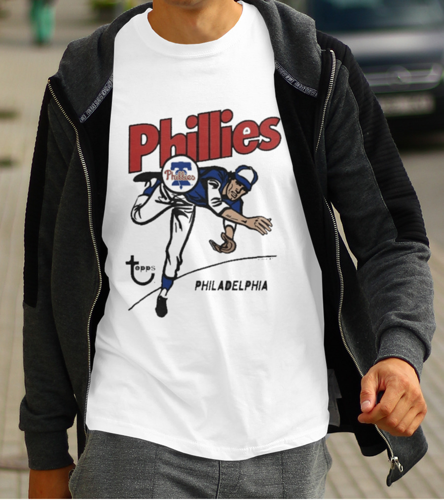 Philadelphia Phillies Topps Raglan MLB Cartoon T-Shirt