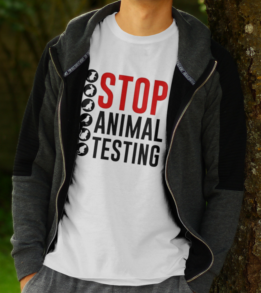 STOP Animal Testing Protest Message With Animal T-Shirt