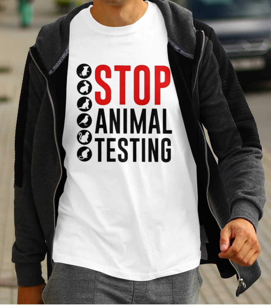 STOP Animal Testing Protest Message With Animal T-Shirt