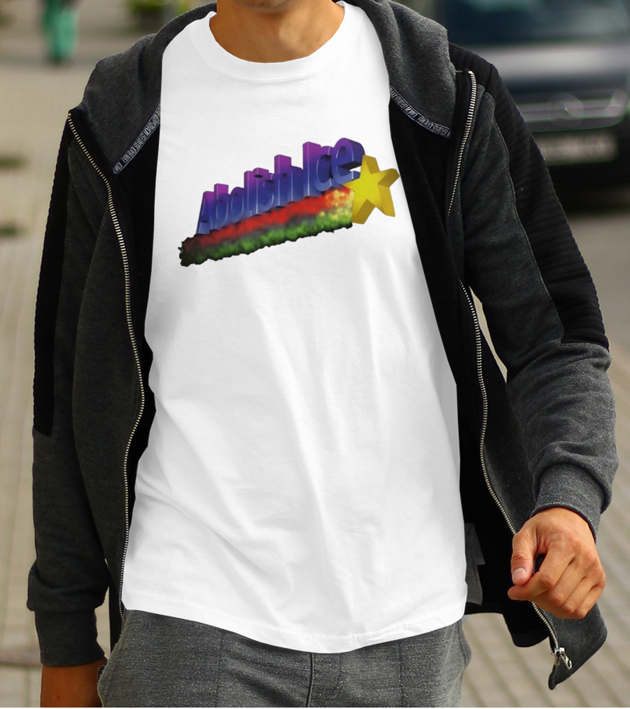 Abolish ICE Star Bold Text With Colorful Gradient And 3D Effect T-Shirt