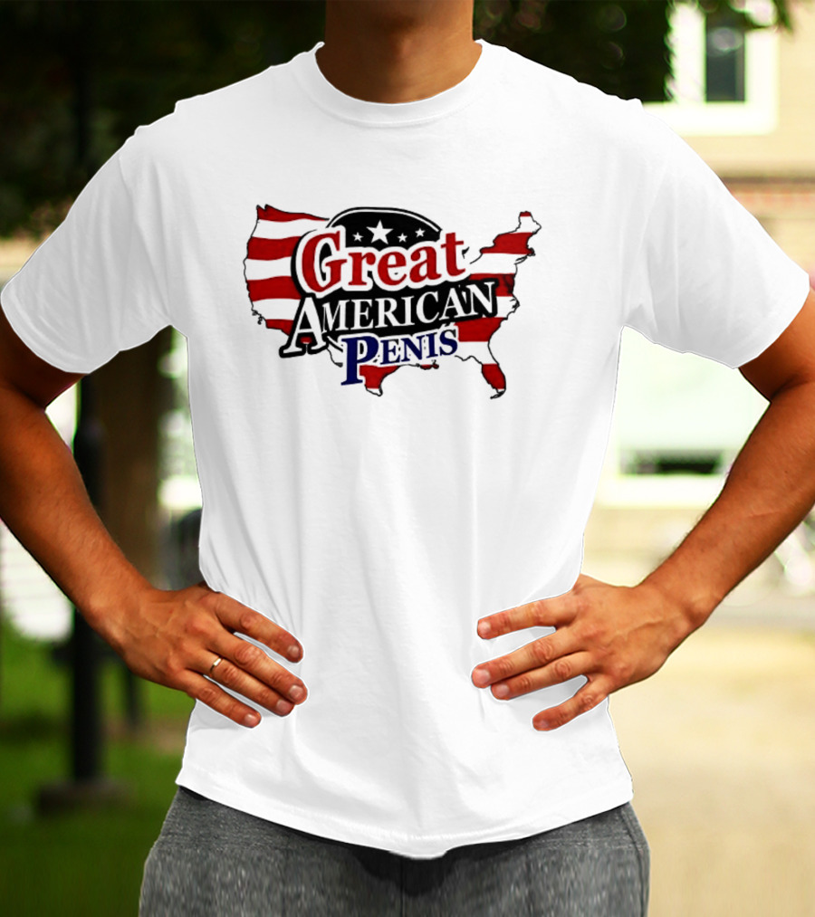 Great American Penis USA Map Flag Stars T-Shirt
