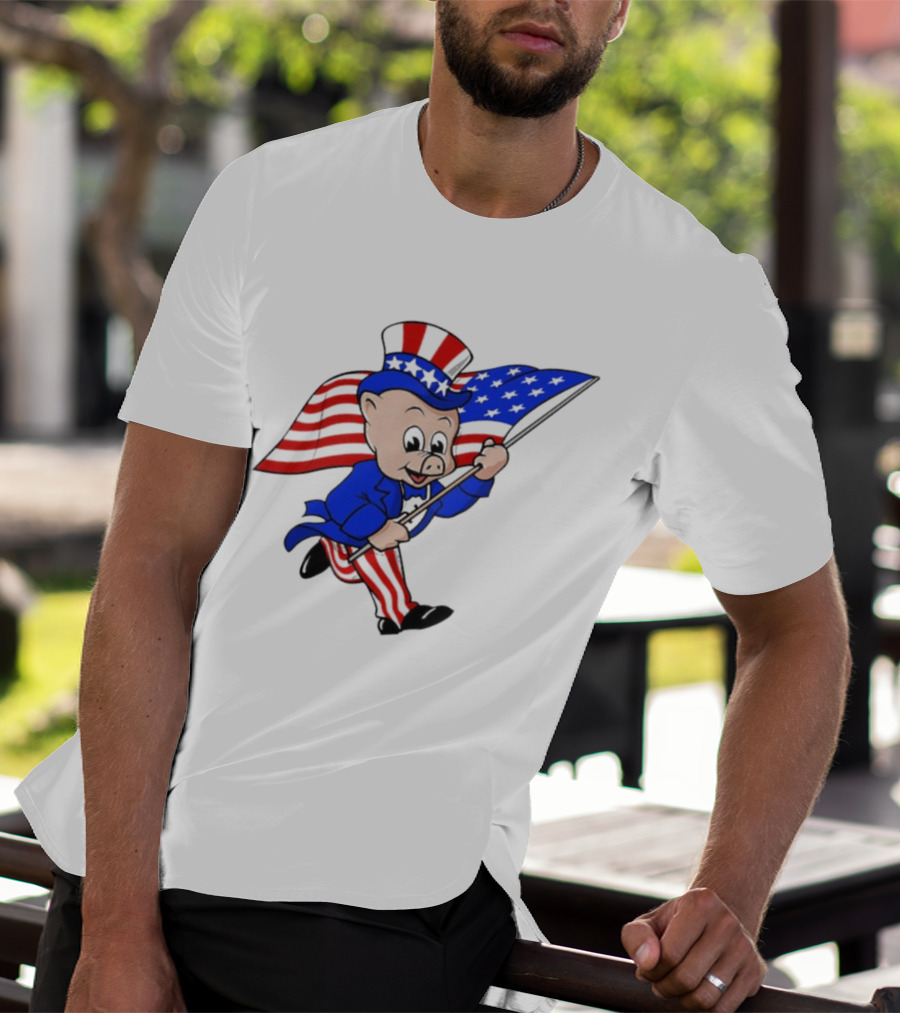 Piggly Wiggly Patriotic July 4th Celebration With American Flag And Uncle Sam Hat T-Shirt