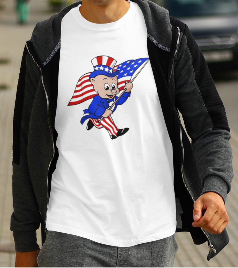 Piggly Wiggly Patriotic July 4th Celebration With American Flag And Uncle Sam Hat T-Shirt