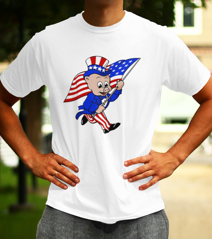 Piggly Wiggly Patriotic July 4th Celebration With American Flag And Uncle Sam Hat T-Shirt