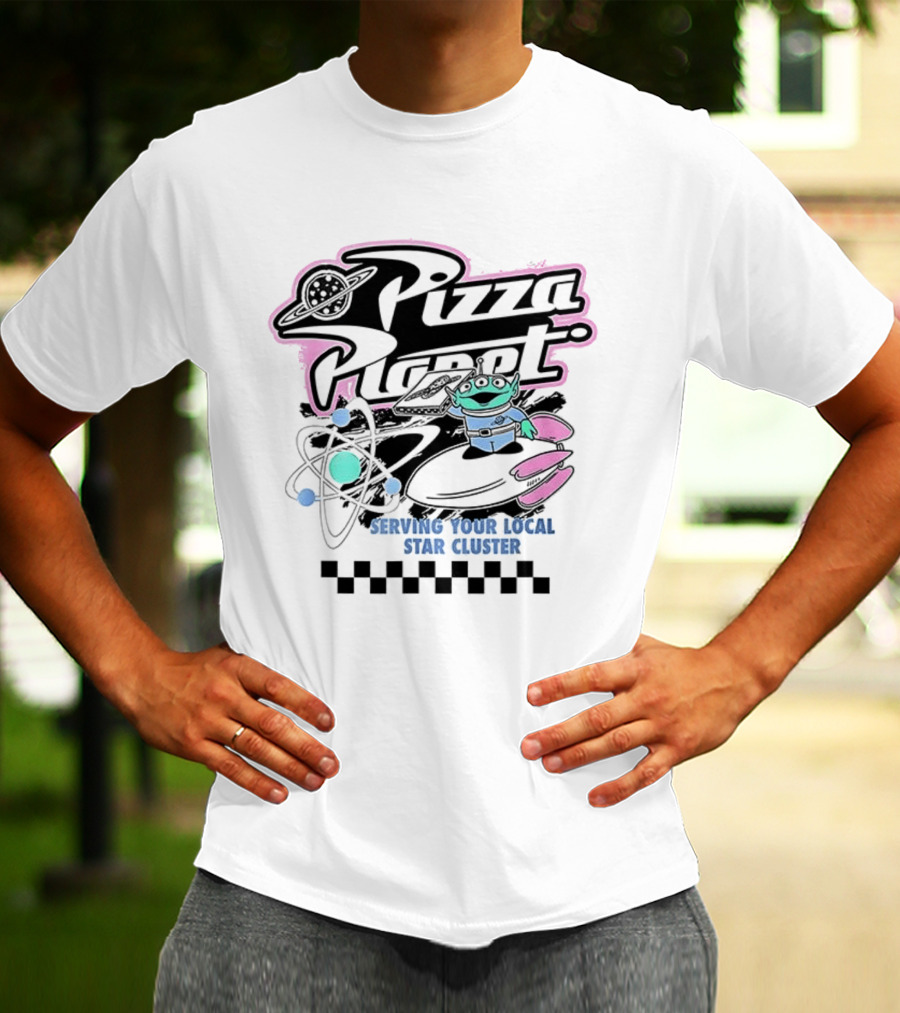 Pizza Planet Toy Story Serving Your Local Star Cluster Alien Spaceship T-Shirt