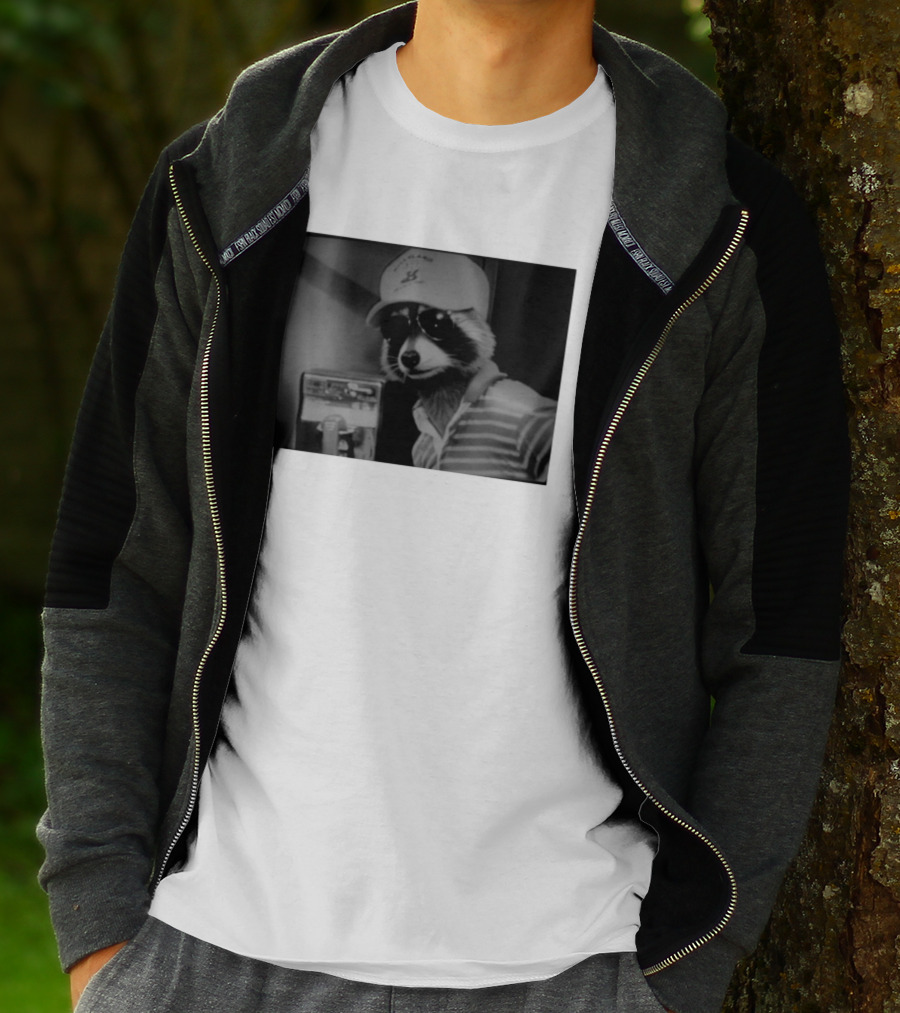 Rascal Plauche Raccoon With Hat And Sunglasses T-Shirt