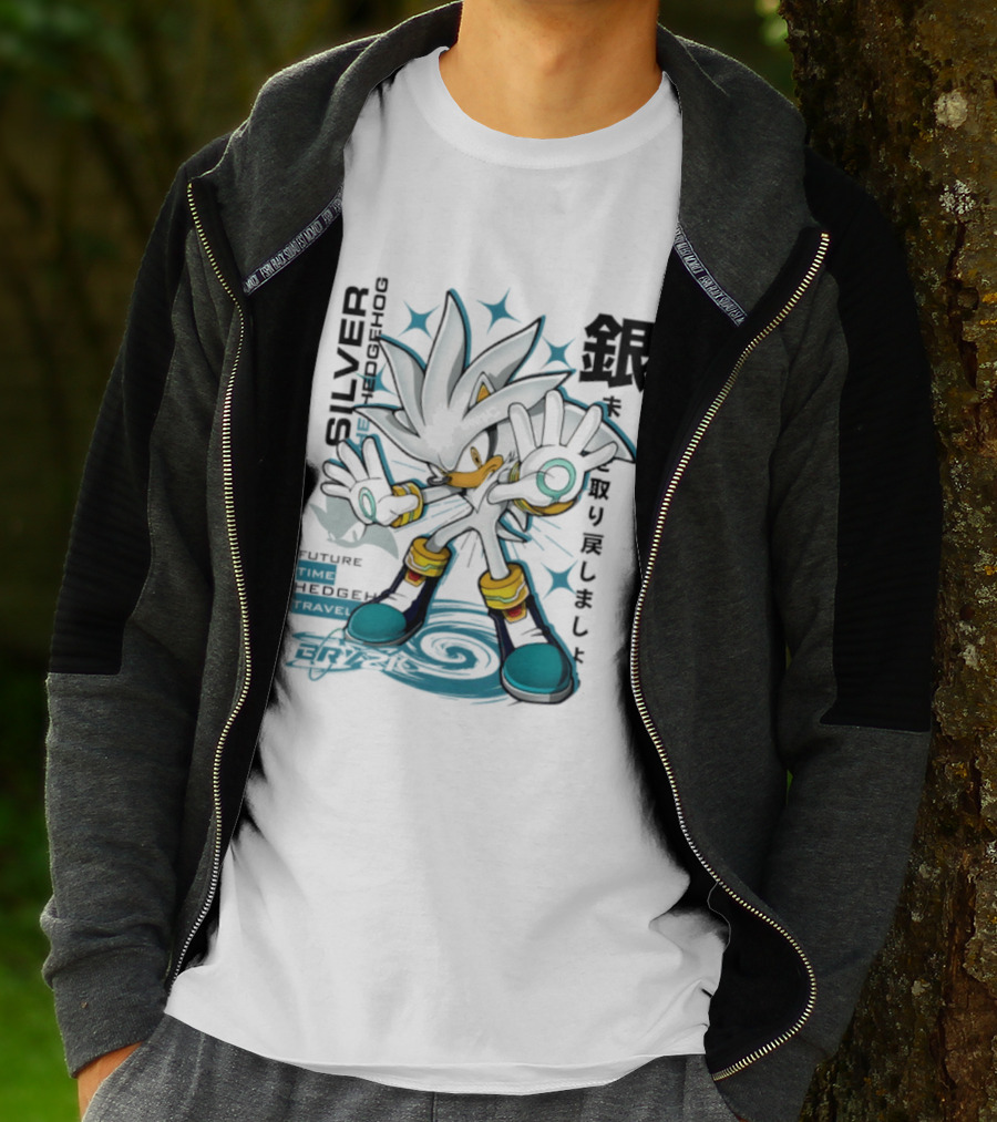 Silver Psychokinesis Future Hedgehog Japanese T-Shirt