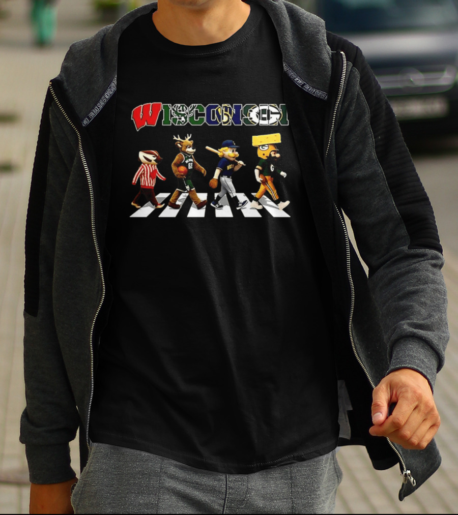 Wisconsin Badgers Bucks Brewers Packers Abbey Road T-Shirt