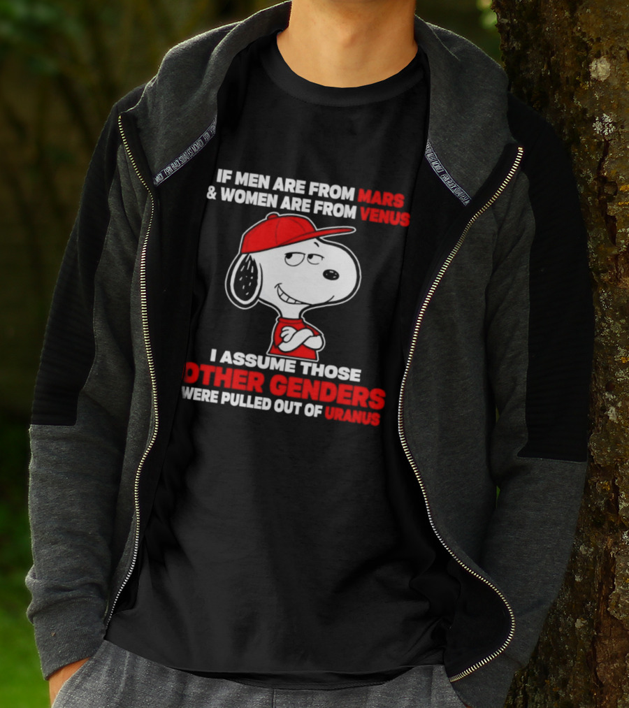 Snoopy If Men Are From Mars Women Are From Venus I Assume Those Other Genders Uranus T-Shirt