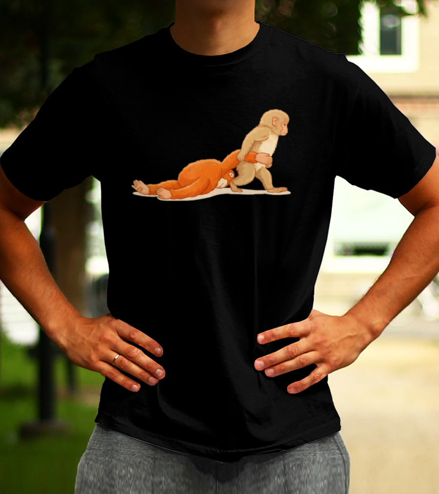 Baby Monkey Punch Hilarious Cartoon Primate Scene T-Shirt