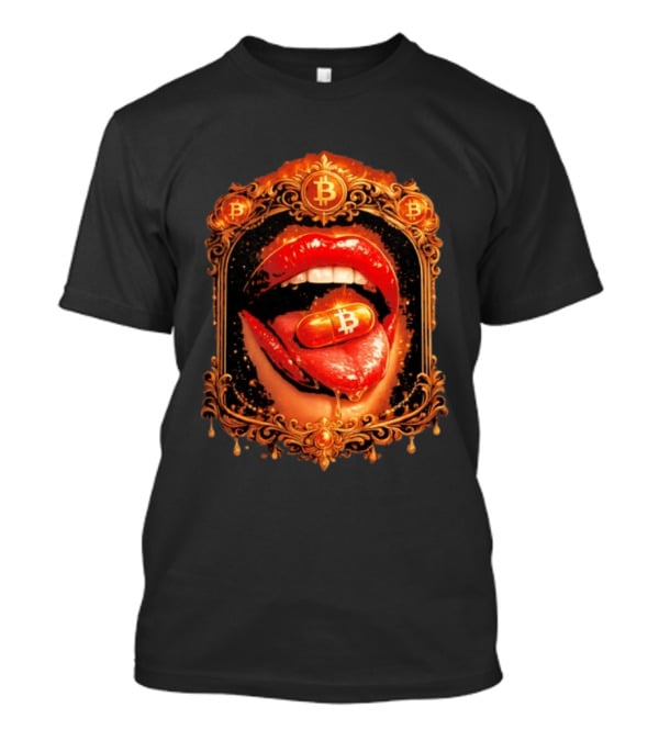 Bitcoin Orange Pill Lips Iconic Cryptocurrency T-Shirt