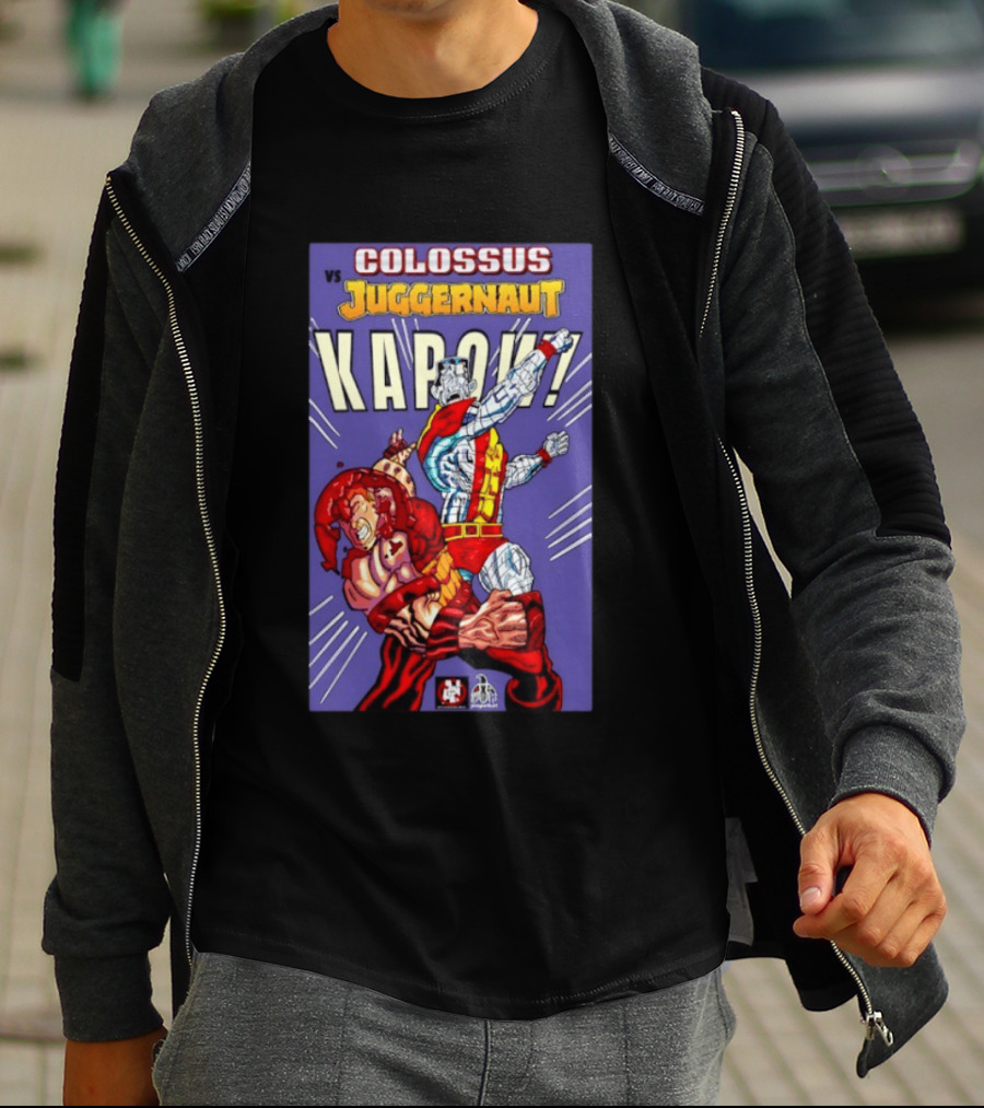 Colossus Vs Juggernaut Kapow Marvel Comics Battle Scene T-Shirt
