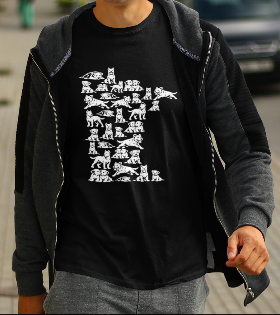 Pit Bull Terrier Silhouettes Minnesota Map T-Shirt